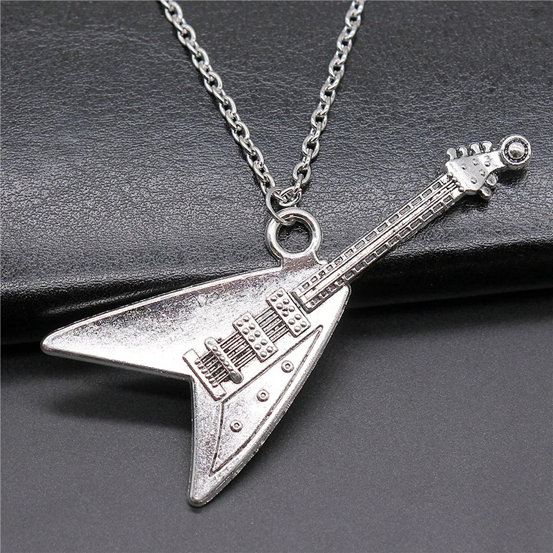 Ciondolo Chitarra Rock - Flying V Argentato