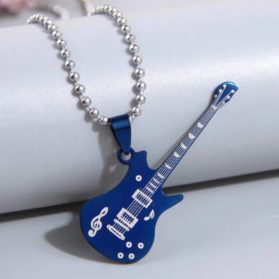Ciondolo Chitarra Rock 'Metal Symphony' di Colore Blu