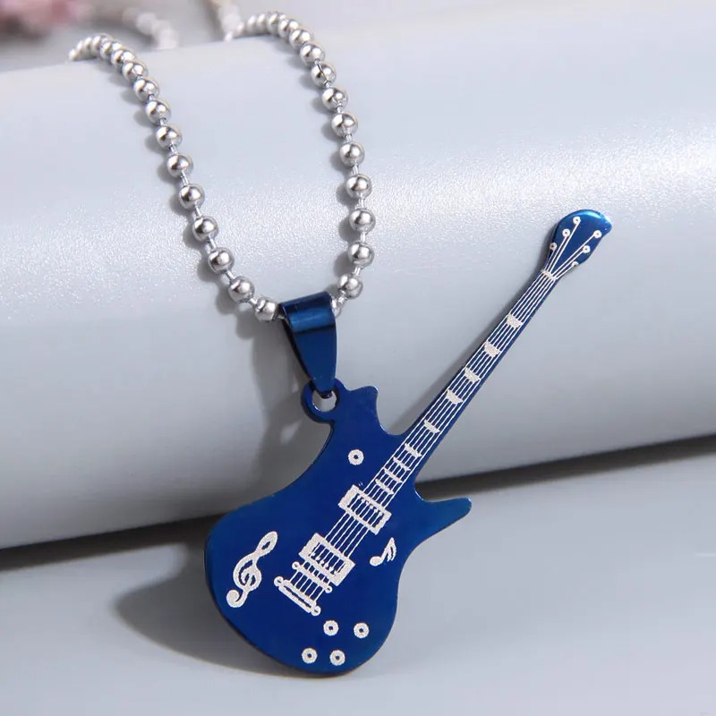 Ciondolo Chitarra Rock 'Metal Symphony' di Colore Blu
