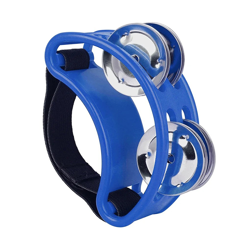 Tamburello a Piede per Musicista - Accessorio Percussione Foot Jingle Beat Multicolore Colore Blu