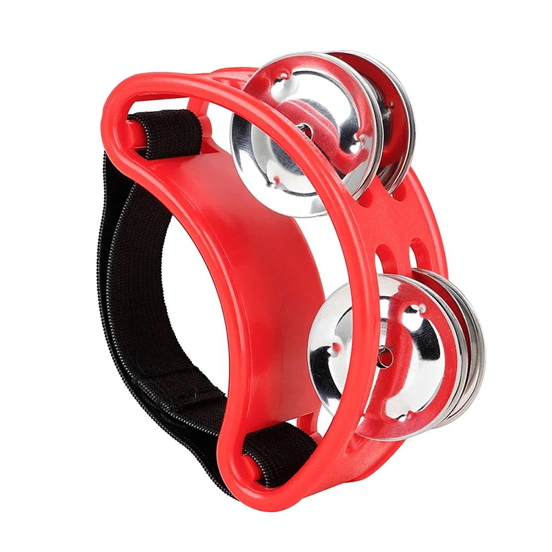 Tamburello a Piede per Musicista - Accessorio Percussione Jingle Beat Multicolore di Colore Rosso