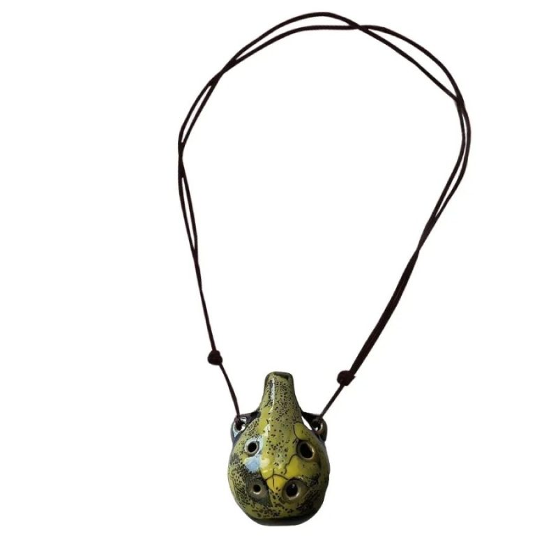 Vista completa di Ocarina in Ceramica Miniatura - Pendente Musicale a 6 Fori