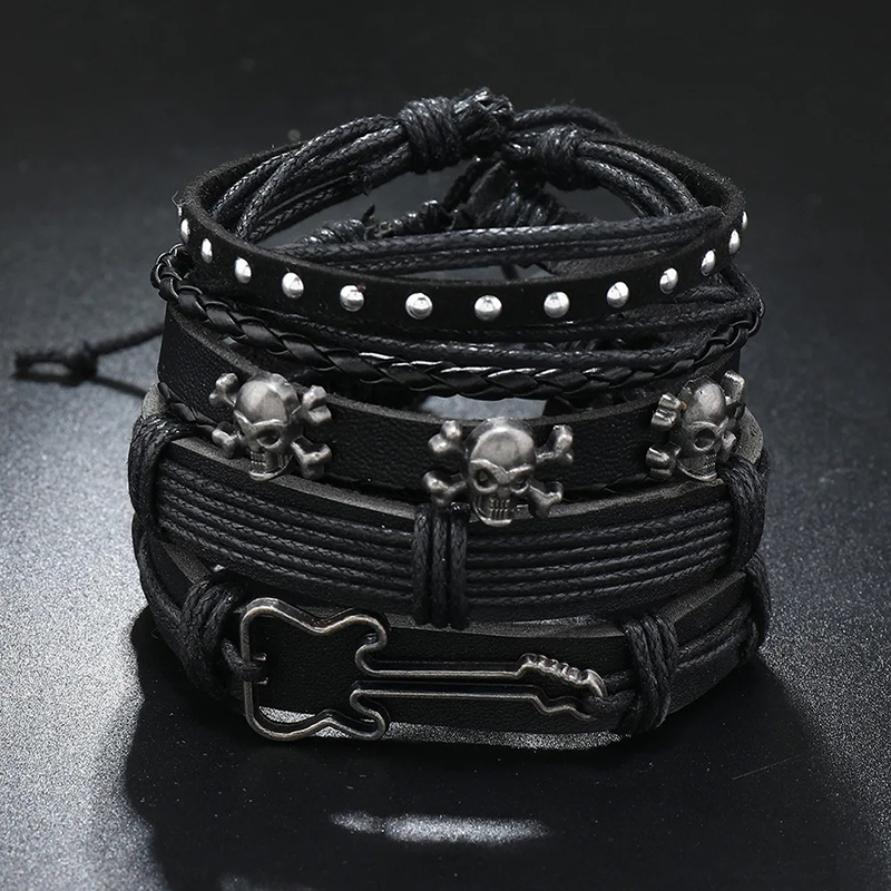 Braccialetto Avant con Chitarra Rock e Teschio Metallico