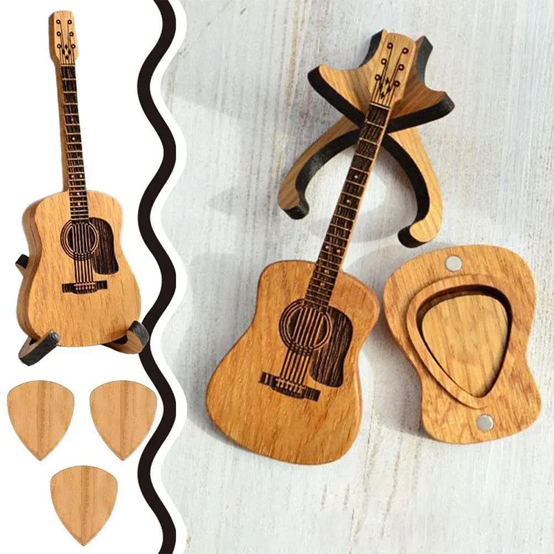 Scatola di plettri per chitarra acustica in legno Cuore del Liutaio