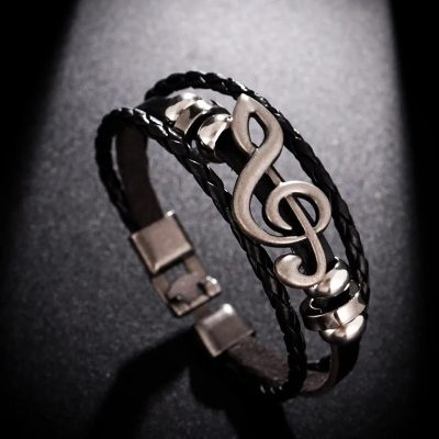 Braccialetto Chiave di Sol Rock Echo Musicale - Colore Nero