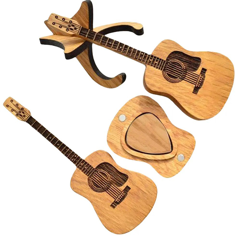 Dettagli Scatola di plettri per chitarra acustica in legno Cuore del Liutaio