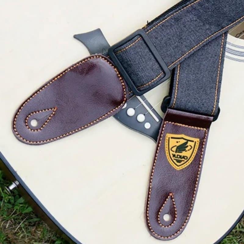 Dettagli della Cinghia per Chitarra Acustica in Denim Nero Antracite