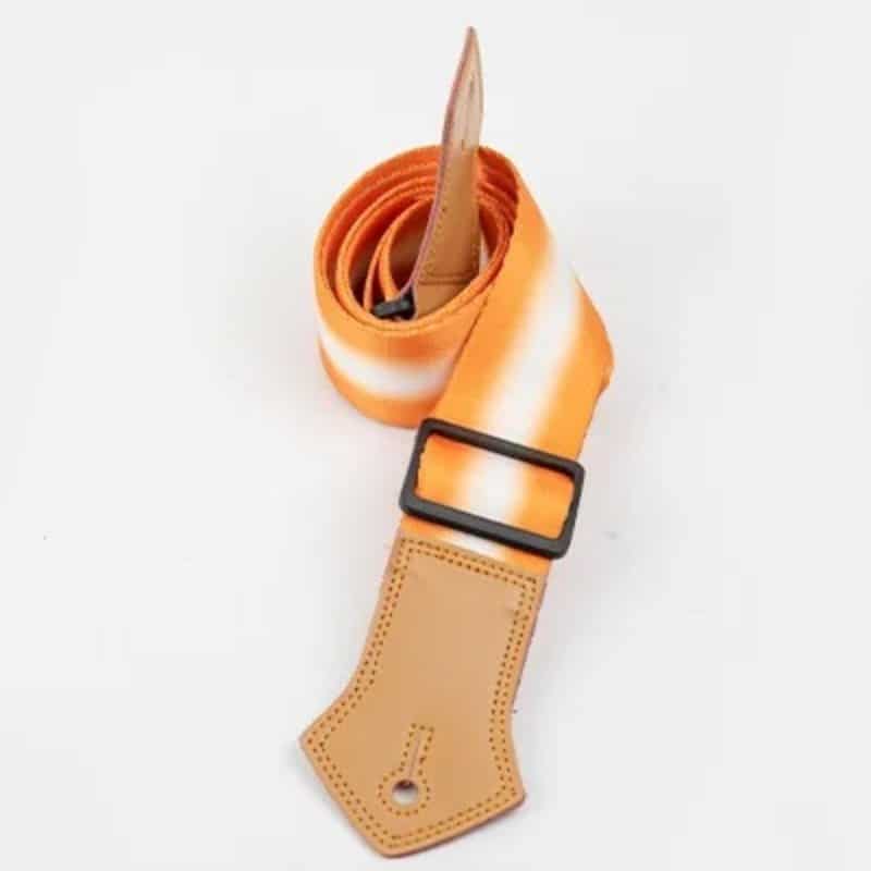 Dettagli della Cinghia per Chitarra Vintage Sfumatura Arancione all'Alba