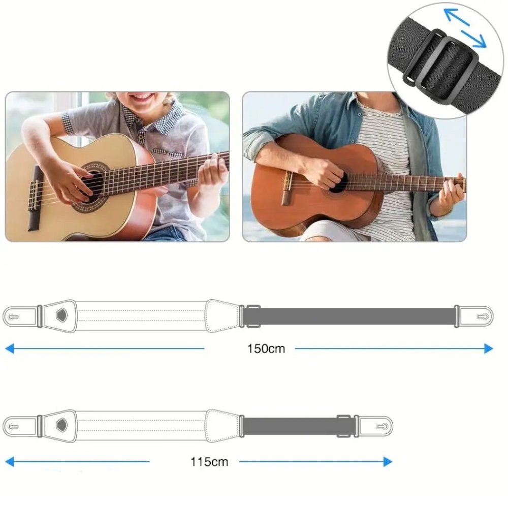 Dettagli regolazioni della Tracolla Chitarra Comfort Imbottita con Porta-Plettri - Modello Barocco Bronzo Antico