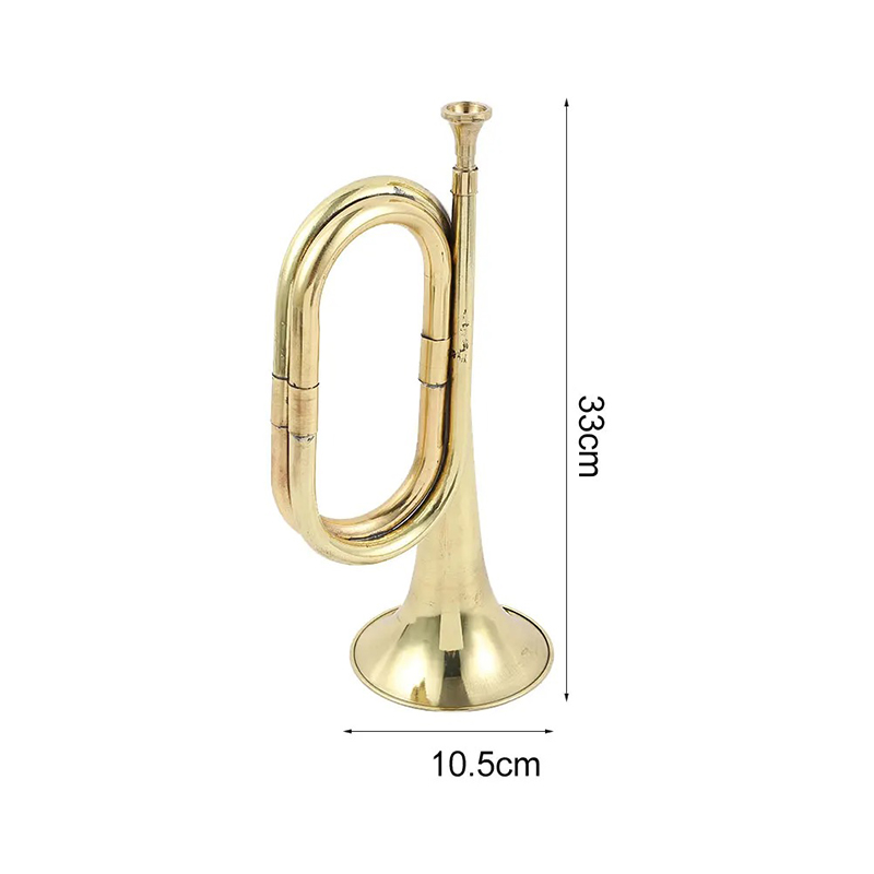 Dimensioni Bugle Tradizionale in Ottone - Tromba Dritta con Foulard Rosso - Strumento a Fiato per Principianti, Studenti e Banda