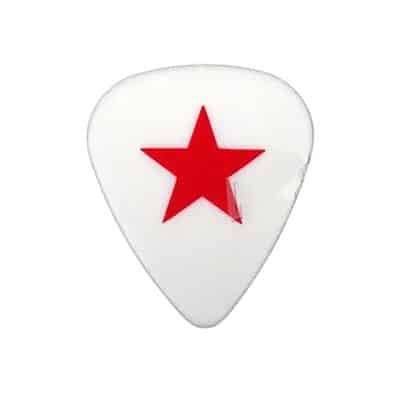 Plettro per Chitarra a Forma di Stella Rossa Rock di Colore Bianco