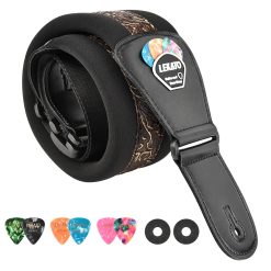 Tracolla per Chitarra Confortevole Imbottita con Porta-Plettri - Modello Barocco Bronzo Antico