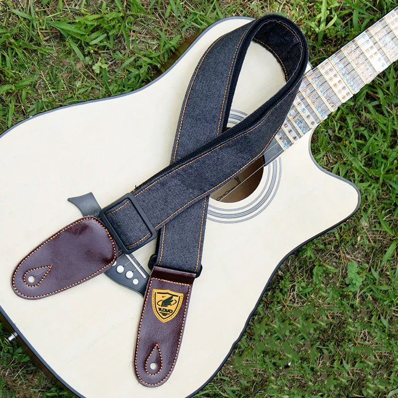 Cinghia per Chitarra Acustica in Denim Nero Antracite