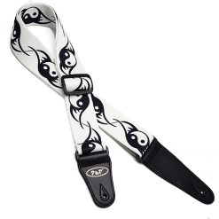 Cinghia per Chitarra a Tema Yin-Yang Tribale Equilibrio Nero & Bianco