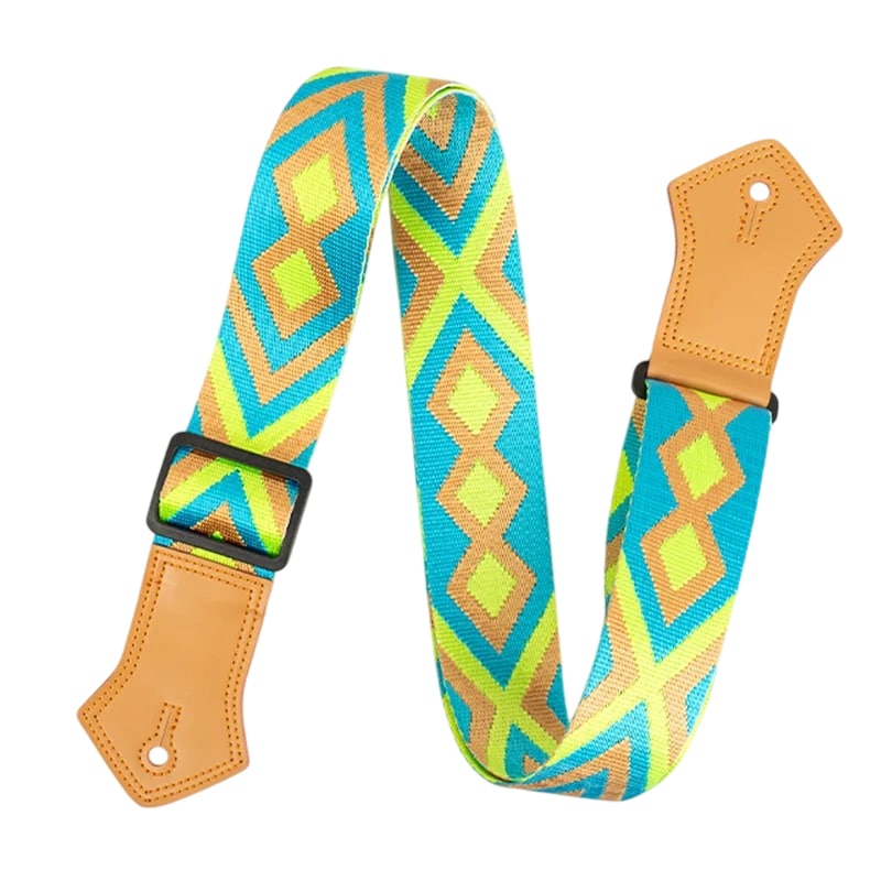 Cinghia per Chitarra Vintage con Diamante Tropicale Blu e Verde