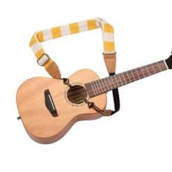 Vista frontale Tracolla per Ukulele a Righe Giallo Sole