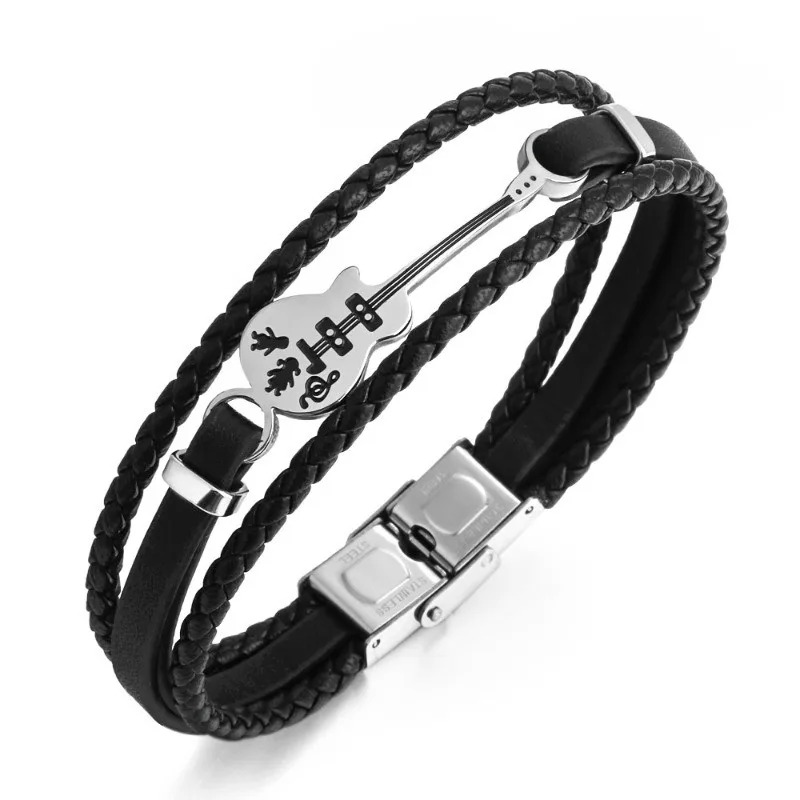 Vista general de la pulsera de guitarra rock - Sinfonía Plateada