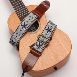 Vista generale Cinghia per Ukulele Vintage Fiori Bohémien Blu Stellato