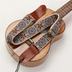 Vista generale Cinghia per Ukulele Vintage Fiori Bohemi Blu & Ocra