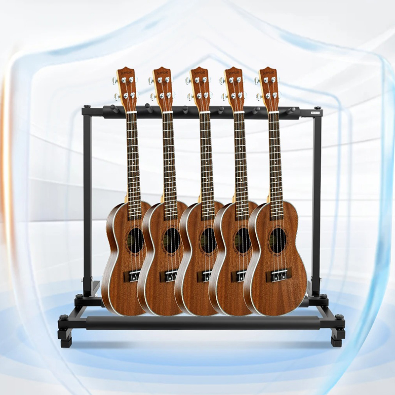 Supporto Avant per Chitarre Multiposizione - Rack in Metallo per 5 Strumenti con Ripiano Morbido Antigraffio