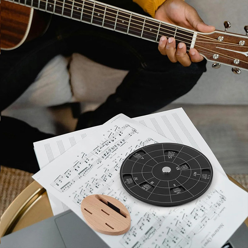 Cerchio - Accordi di Chitarra Neri Visivi & Armonia - Ruota degli intervalli con Diagrammi di Accordi