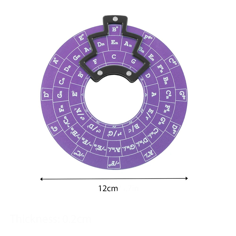 Dimensioni Cerchio delle Quinte Doppia Faccia Viola Progressione & Teoria - Strumento Musicale di Trasposizione con Supporto in Legno