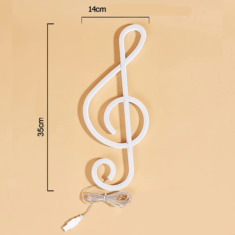 Dimensioni Luce Notturna Neon LED a Forma di Nota Musicale - Nota Musicale Luminosa USB o a Batterie
