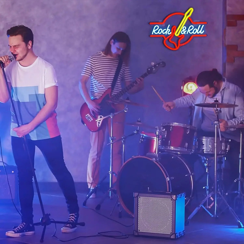 Insegna Luminosa - Neon LED Chitarra Rock & Roll