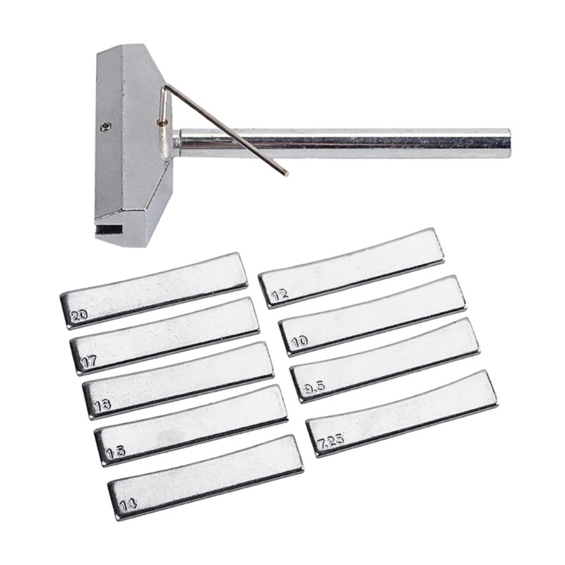 Kit di Pressa per Tastiera Universale per Chitarra e Basso (9 Cunei di Raggio) Colore Argento