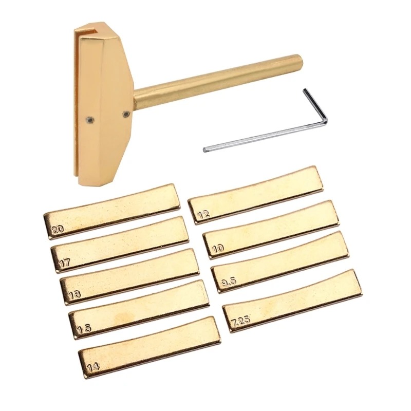 Kit di Pressatura Fretta Universale per Chitarra e Basso (9 Cunei di Raggio) Colore Oro