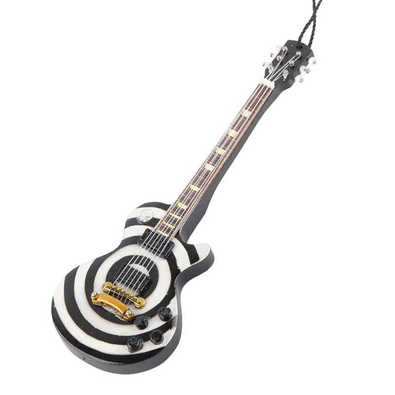 Miniatura di Chitarra Elettrica Avant Modello Rock a Strisce Nero & Bianco 12 cm