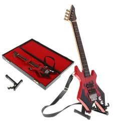 Chitarra Elettrica in Miniatura Modello Metallo Rosso Fiamme del Caos