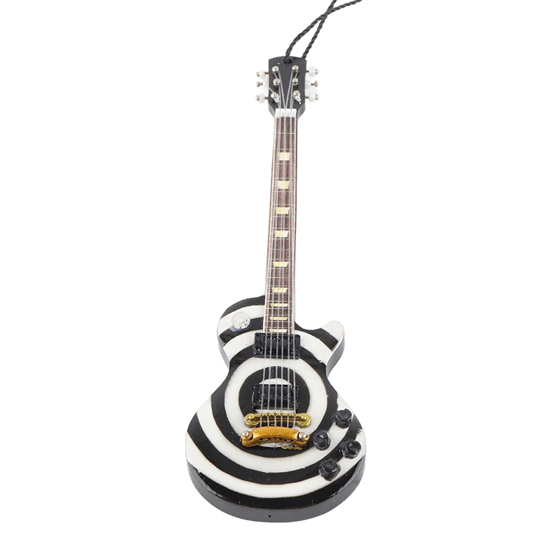 Mini Chitarra Elettrica Modello Rock a Strisce Nero & Bianco 12 cm