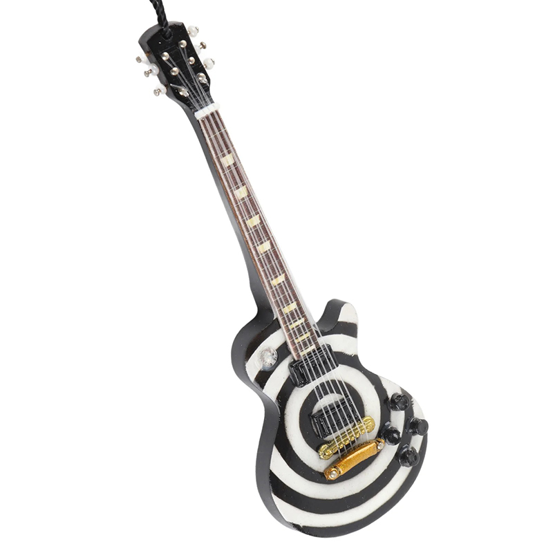 Chitarra - Miniatura Elettrica Modello Rock a Strisce Nero & Bianco 12 cm
