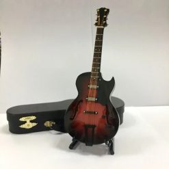 Mini Chitarra Elettrica Jazz Hollow Modello da Collezione con Custodia di Lusso & Supporto