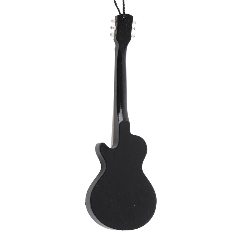 Vista Posteriore di una Miniatura di Chitarra Elettrica Modello Rock a Strisce Nero & Bianco di 12 cm