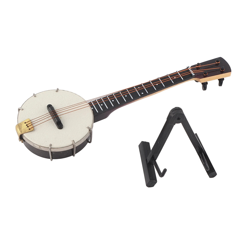 Vista frontale di un Banjo Miniature da Collezione - Modello Folk Classico 14,5 cm