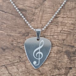 Collier Médiator Rock Pendentif Clé de Sol en Acier Inoxydable