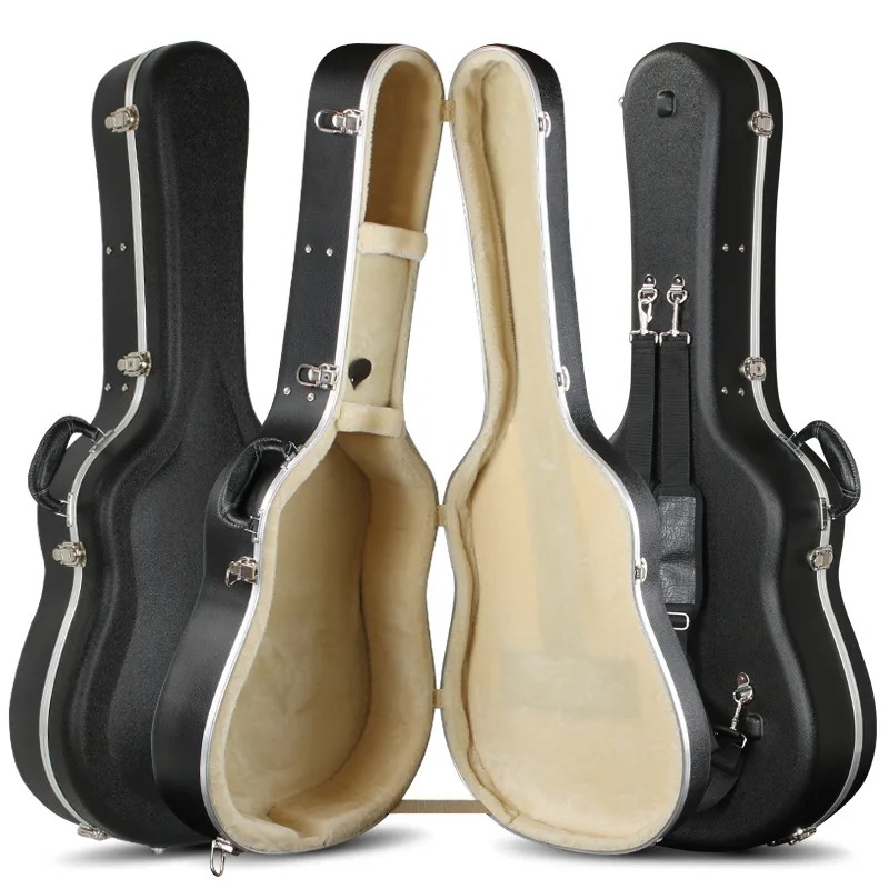Étui Guitare Acoustique Rigide 40-41 Pouces, Hardshell Case ABS avec Sangles Sac à Dos Couleur Noir