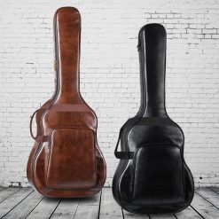 Housse Guitare Acoustique Similicuir PU, Gig Bag Rembourré 40-41 Pouces, Étanche Style Cuir Vintage Sac à Dos
