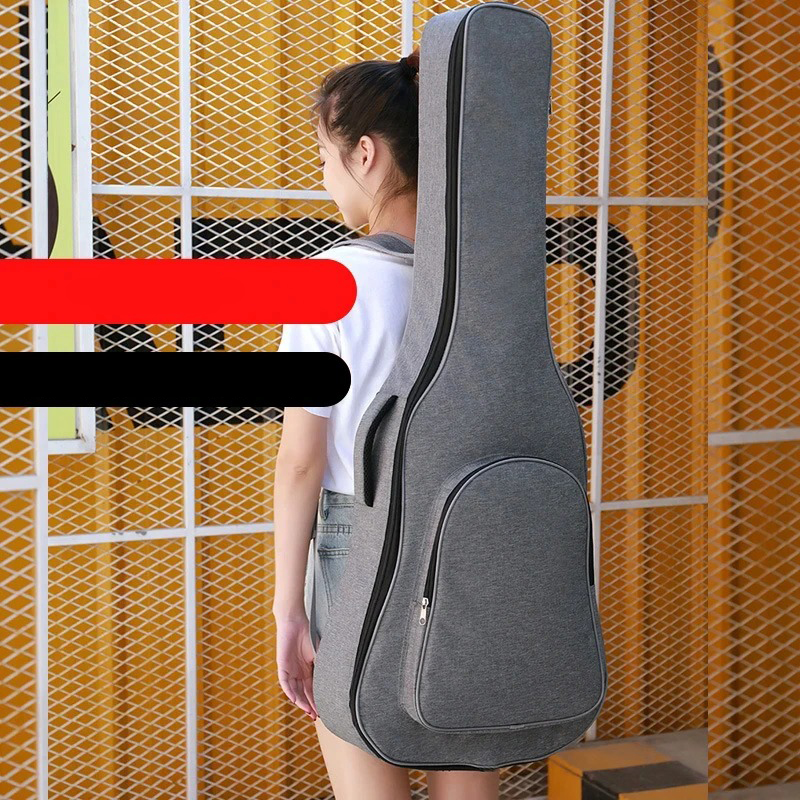 Housse Guitare Acoustique Tissu Chiné, Gig Bag Sac à Dos pour Guitare Classique Folk 36 Couleur Gris