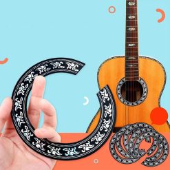 Rosace Auto-Adhésive pour Guitare - Motif Nacre Noir & Argent