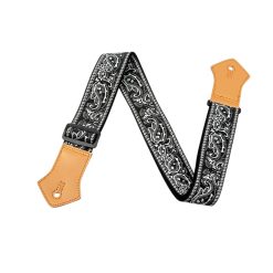 Sangle Guitare Classique Paisley Noir Élégance