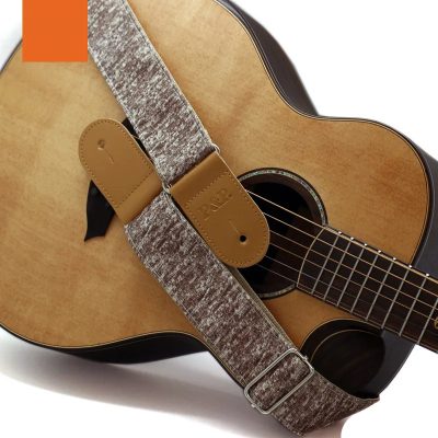 Sangle de Guitare Classique Collection Lin Naturel & Cuir Tan Couleur Marron