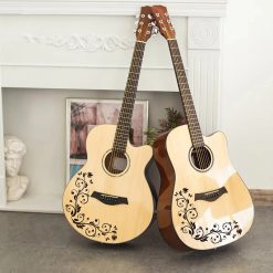 Sticker Décoratif pour Guitare - Motif Floral Élégant Noir !