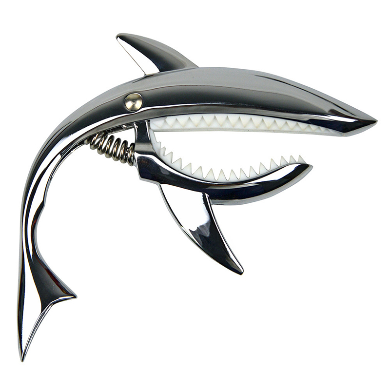 Capodastre de guitare en métal en alliage de zinc forme requin - couleur argent