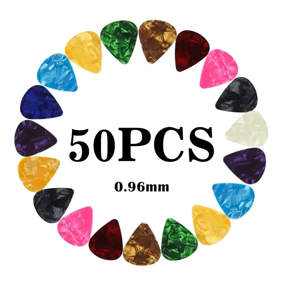 Lot de 50 médiator Colorés - 6 épaisseurs au choix - 0.96 mm