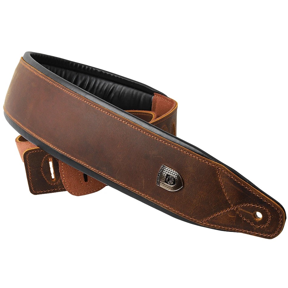 Magnifique Sangle de guitare en cuir de vachette rembourrée pour guitare basse électrique réglable