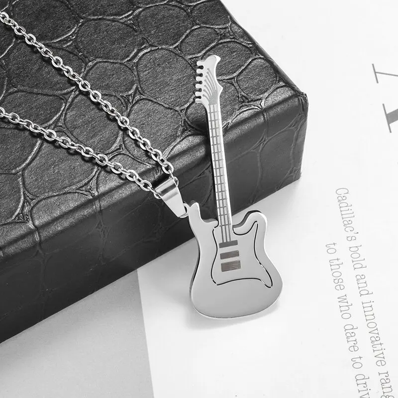 Pendentif guitare électrique - couleur argent