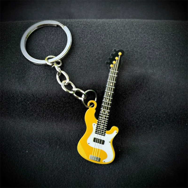 Porte-clés guitare électrique 6 couleurs - jaune